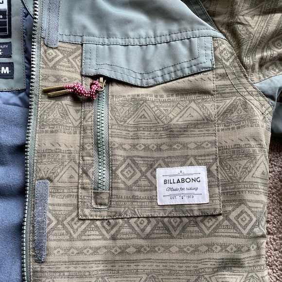 Women’s M Billabong Y2K ski jacket forest green print - Picture 5 of 11